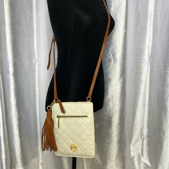 Joy Ivory Leather Quilted Crossbody Purse - Picture 1 of 9